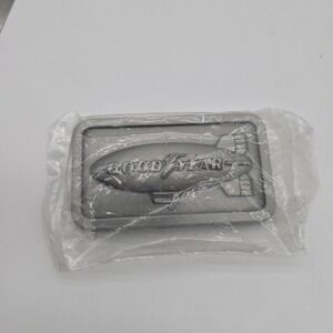 Vintage‎ 1974 Belt Buckle Good Year Tires & Rubber Co. Zeppelin Aircraft Blimp